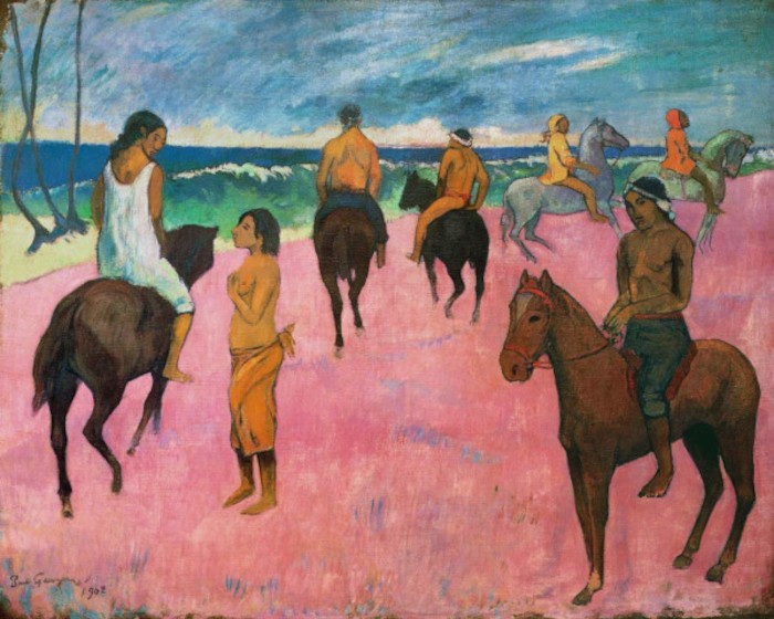 Gauguin les cavaliers sur la plage 